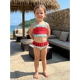 thumbnail image 5 of BemeyourBBs Toddler Baby Girl 2 Piece Swimsuit Bikini Set Infant Girls Bathing Suit Watermenlon Print Sleeveless Ruffled Swim Tops and Thongs Set Summer Pool Beachwear, 5 of 9