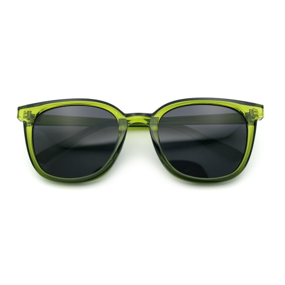 Womens Minimal Horn Rim Classy Boyfriend Normcore Plastic Sunglasses Green - Black