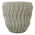 thumbnail image 3 of Glazed Pottery Ceramic Diamond Pattern Floral Grey Vase Planter Pot Gardening, 3 of 9