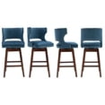 thumbnail image 6 of Guyou 30" Swivel Bar Stool Set of 2, Farmhouse Velvet Upholstered Counter Height Bar Stools with Wooden Legs and Open Back for Kitchen Island Restaurant Home Bar Bistro, Navy, 6 of 11