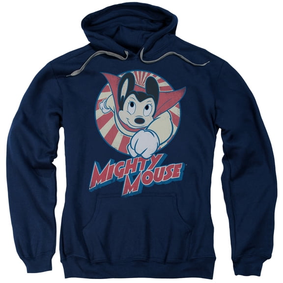 Mighty Mouse The One The Only Adult Pullover Hoodie Sweatshirt Navy