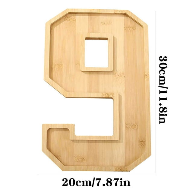 Vwrxbz Number Tray Wooden Fruit Cheeslatter Set 11.6 Inch Fillable Frame for Birthday Party Snack Serving