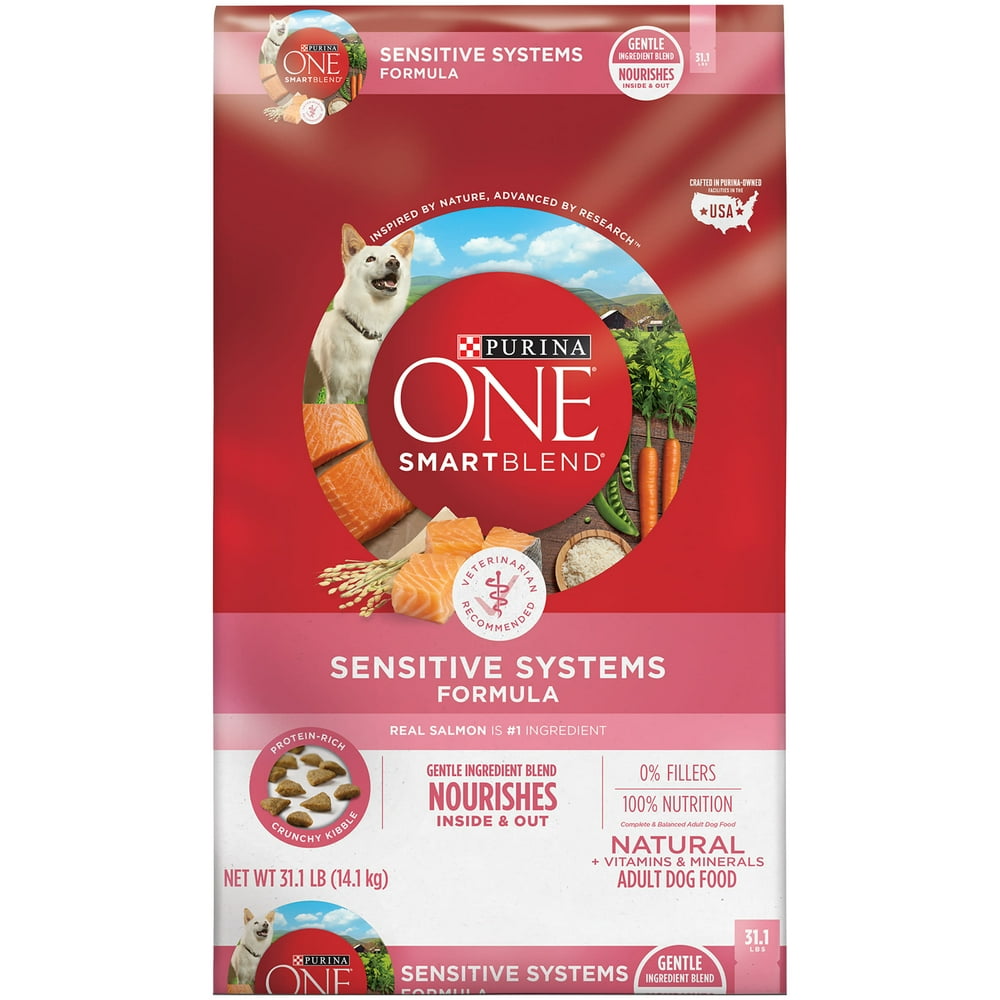 Purina ONE Natural, Sensitive Stomach Dry Dog Food, SmartBlend Sensitive Systems Formula, 31.1