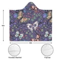 thumbnail image 3 of Wearable Blanket,Blue Butterfly Floral Leaf Purple Pattern Hooded Wearable Flannel Blanket for Adults & Teens with Buckle,Winter Poncho Shawl Wrap Cape,50"x60", 3 of 5