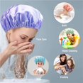 thumbnail image 4 of Bonnet de Douche, Lot de 4 Bonnets de Douche pour Femmes, Bonnet de Douche à Double Couche Imperméable Protection des Cheveux Bonnets de Douche en EVA Réutilisables(B), 4 of 7