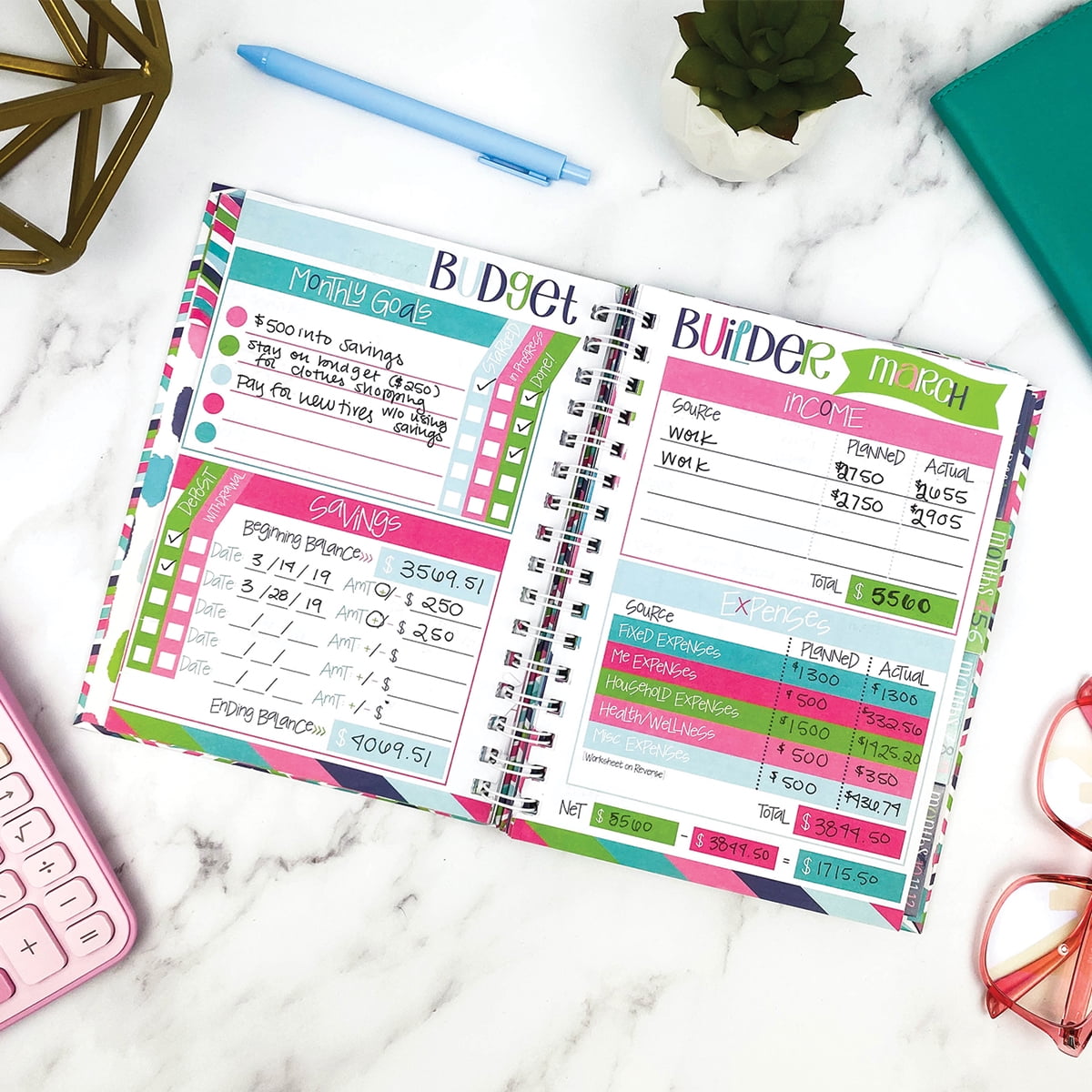 Budget Binder™ 12-Month Budget Planner and Finance Organizer with 354 Stickers, Non-Dated Monthly Bill Tracker by Denise Albright
