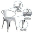 thumbnail image 3 of Flash Furniture Roy Commercial Grade 4 Pack Silver Metal Indoor-Outdoor Chair with Arms, 3 of 13