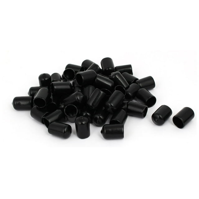 Tapa de extremo de manguera de goma de 14 mm de diámetro interior, protector de rosca, color negro, 50 piezas