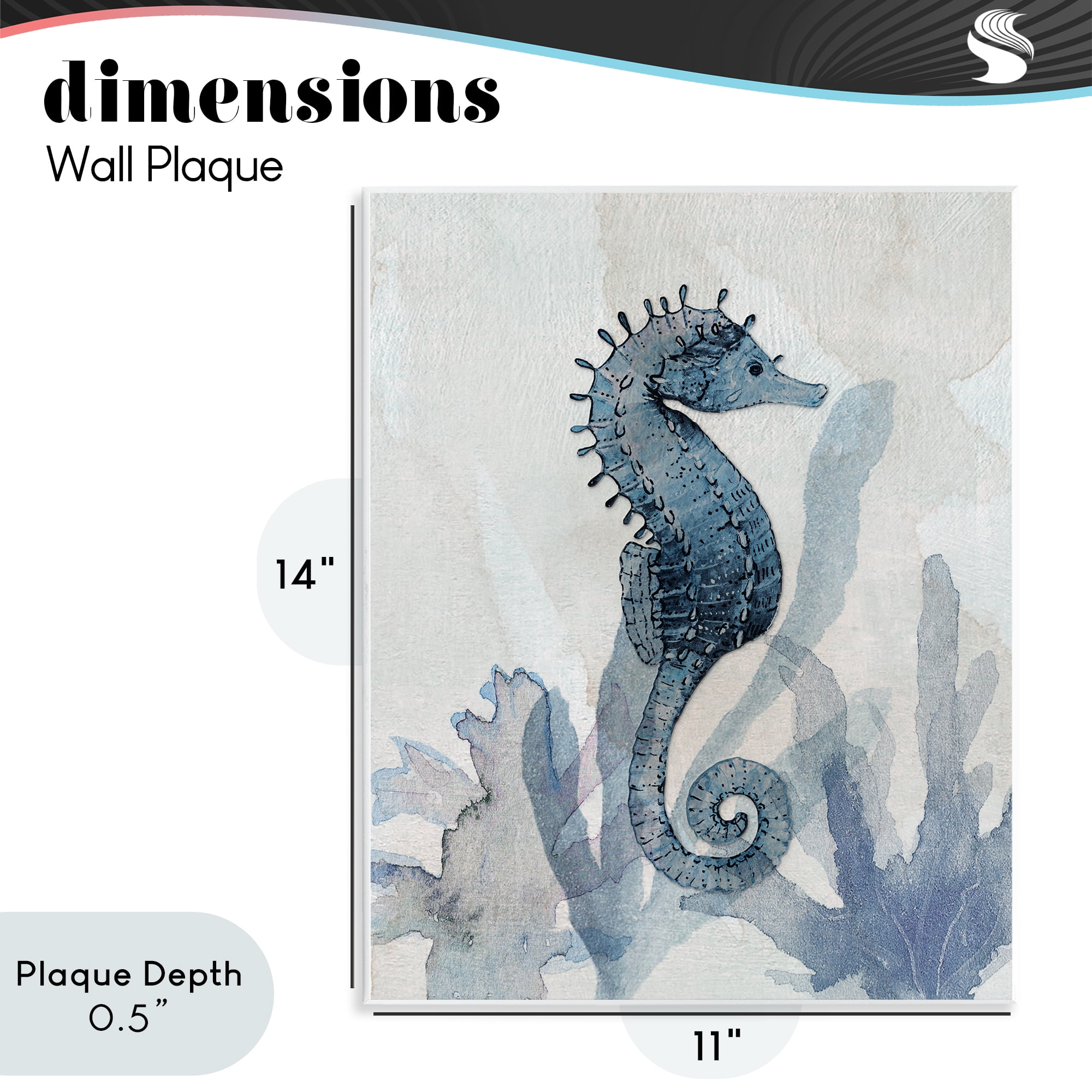 Stupell Industries Seahorse & Seaweed Impressions Wall Plaque Art, design by Susan Jill
