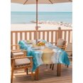 thumbnail image 2 of 60x102 Inch Outdoor Tablecloth with Umbrella Hole Zipper Rectangle Summer Beach Rectangular Tablecloths Outside Waterproof Coastal Teal Ocean Sea Wave Nautical Patio Table Cover for Picnic Party, 2 of 8