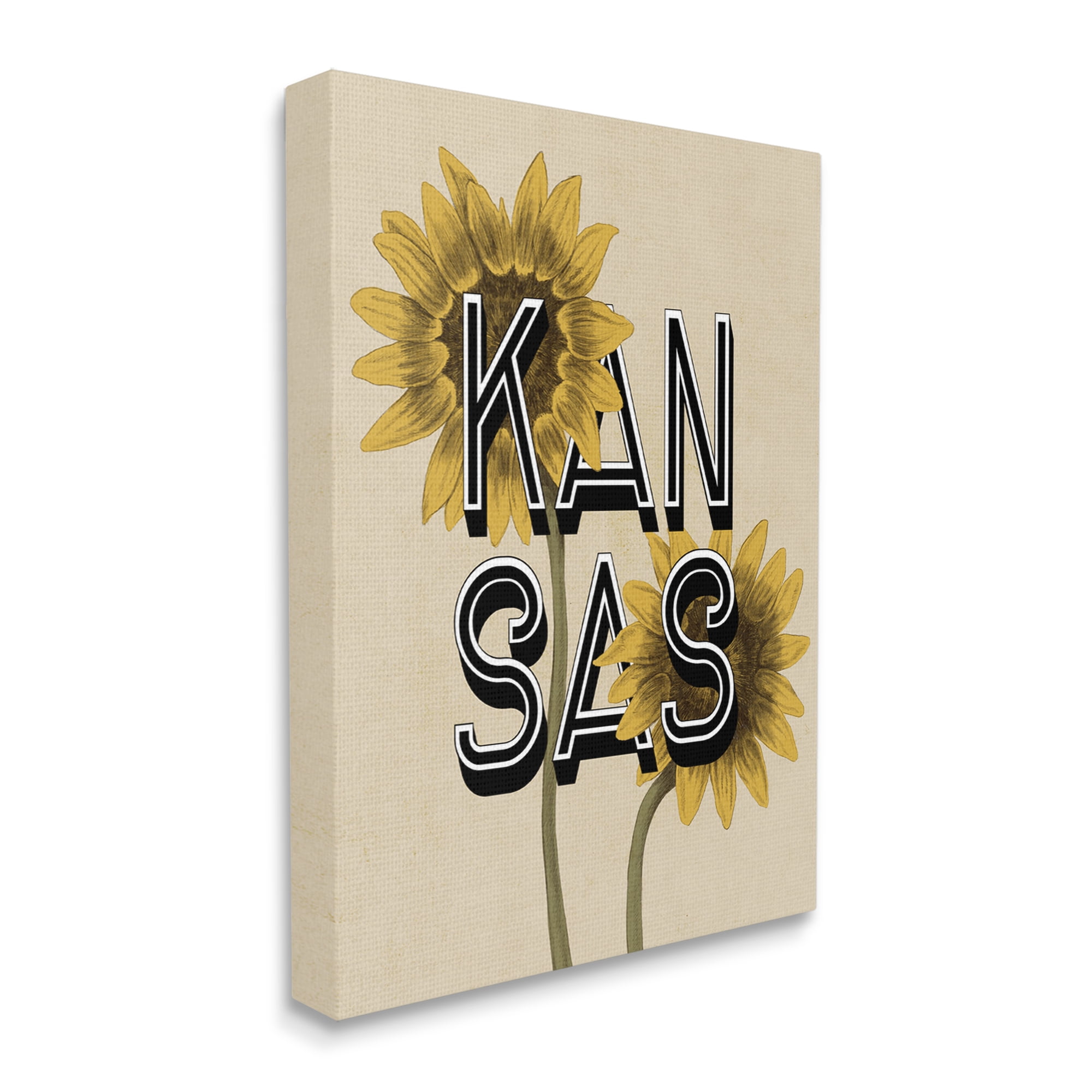 Stupell Industries Kansas Sunflowers Blossoms State Flower Botanicals Graphic Art Gallery Wrapped Canvas Print Wall Art, Design by Daphne Polselli