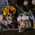 thumbnail image 4 of BNNG Halloween Sculpture Decoration 7 Inch Statue Desktop Ornament With Flower Headwear For Halloween Day Of The Dead Home Decoration Party Props Creative Gift Themed Activity Props, 4 of 8