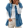thumbnail image 3 of TARIENDY Warm Vests for Women Winter Fleece Jackets Sleeveless Stand Collar Button Down Outerwear Vest for Cold Weather Blue L, 3 of 9