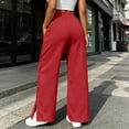 thumbnail image 4 of SeekIslam Women's Tearable Wide Leg Solid Color High Waist Comfortable Drawstring Elastic Belt Pocket Loose Sports Pants, 4 of 8