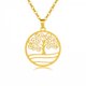 thumbnail image 1 of Zhuge Collar con colgante, hecho a mano para hombres y mujeres, collar de acero inoxidable con forma de árbol de la vida hueco circular simple, cadena de clavícula (oro), 1 of 5