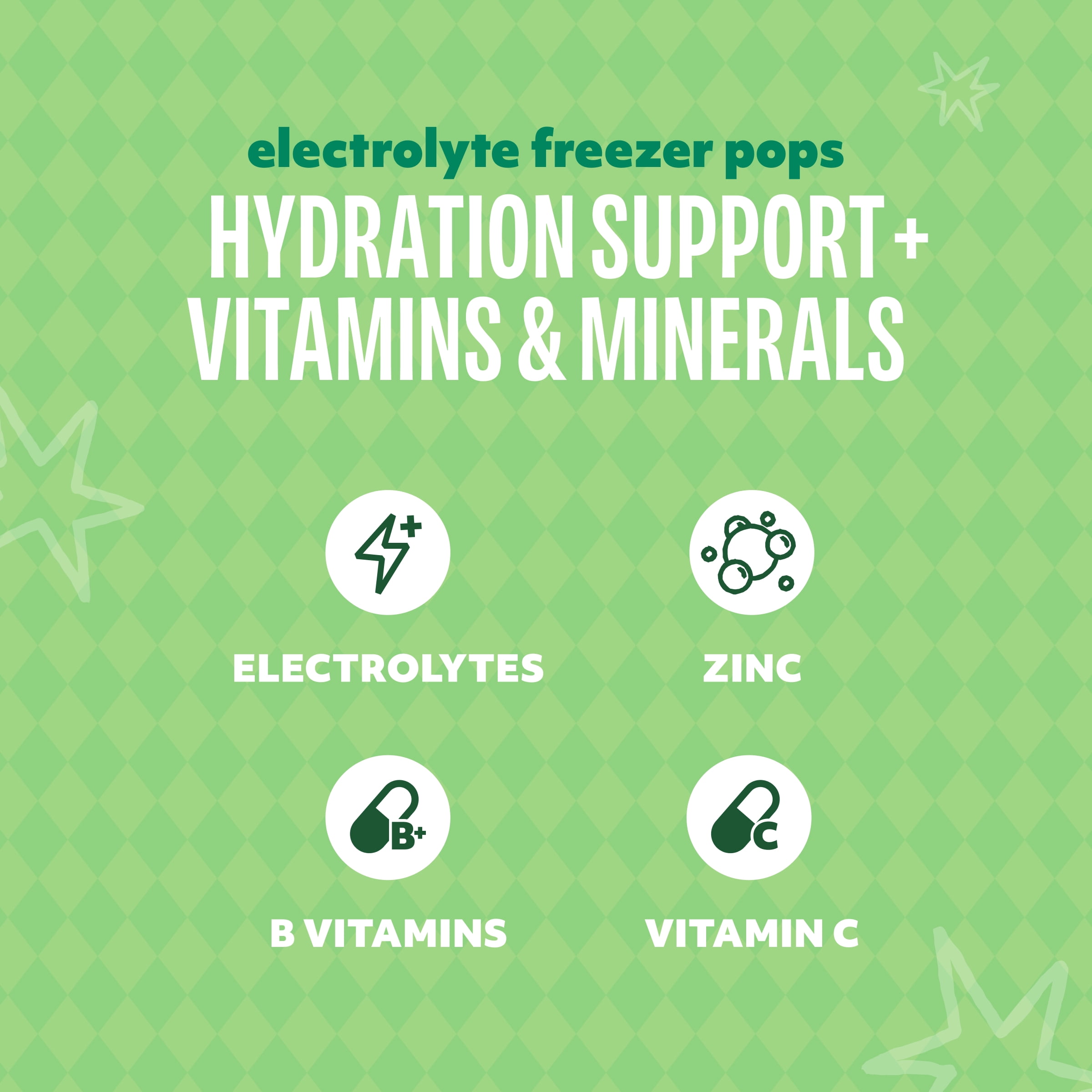 Freezeez Electrolyte Pops - Frozen Hydration Pops for Kids, 12 Count Variety Pack