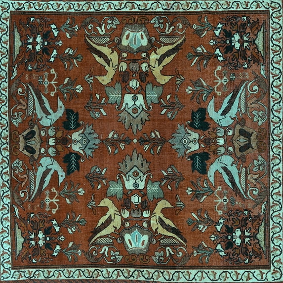 Ahgly Company Indoor Square Animal Light Blue Traditional Area Rugs, 8' Square