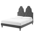 thumbnail image 1 of Tufted Platform Bed Frame, Twin Size, Velvet, Dark Grey Gray, Modern Contemporary Urban Design, Bedroom Master Guest Suite, 1 of 10