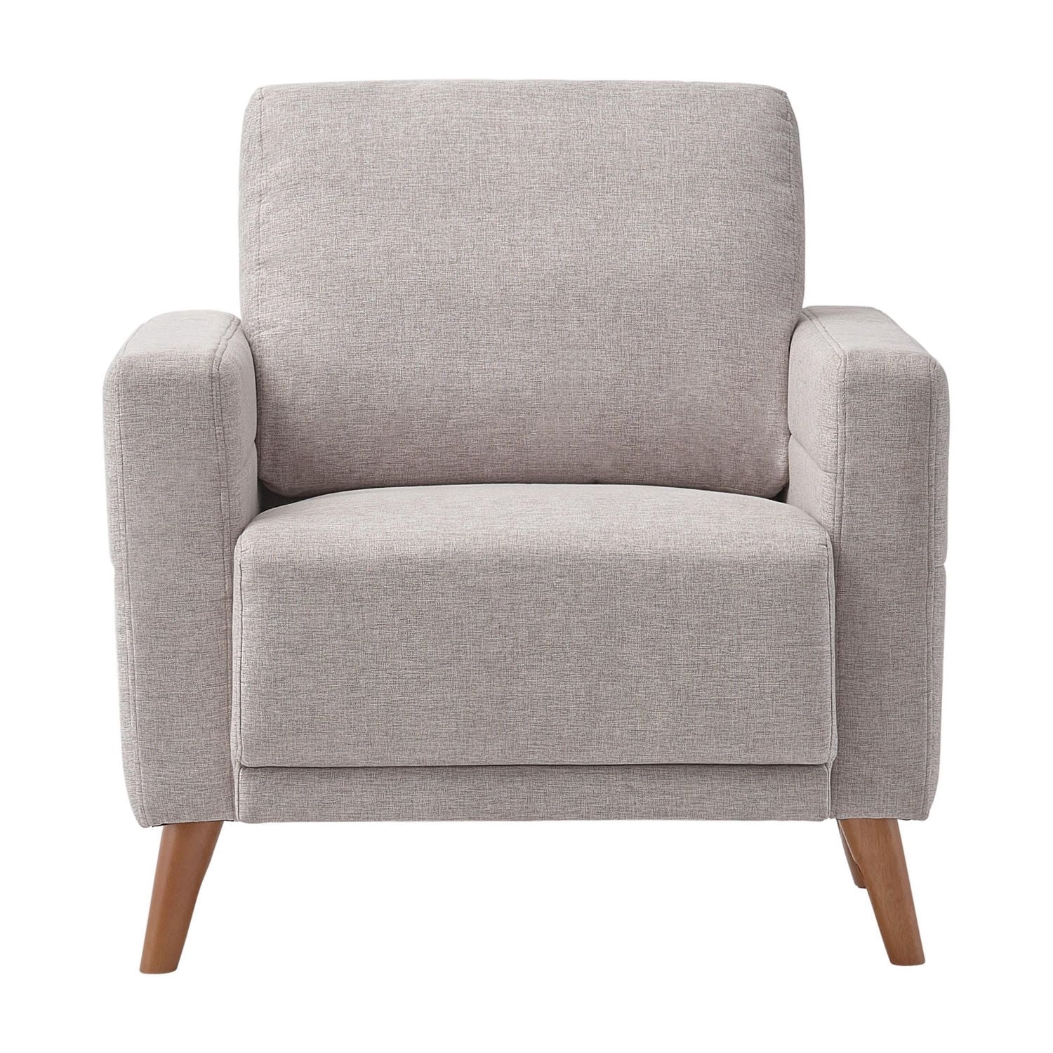 CorLiving Clara Modern Light Grey Upholstered Indoor Accent Armchair with Wood Legs
