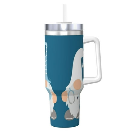 

Daiia Nurse Doctor Gnomes Printed 40 oz Tumbler with Handle Ice Bully Insulated Tumbler 2 in 1 Lid Insulated Water Bottle Stainless Steel Travel Coffee Mug