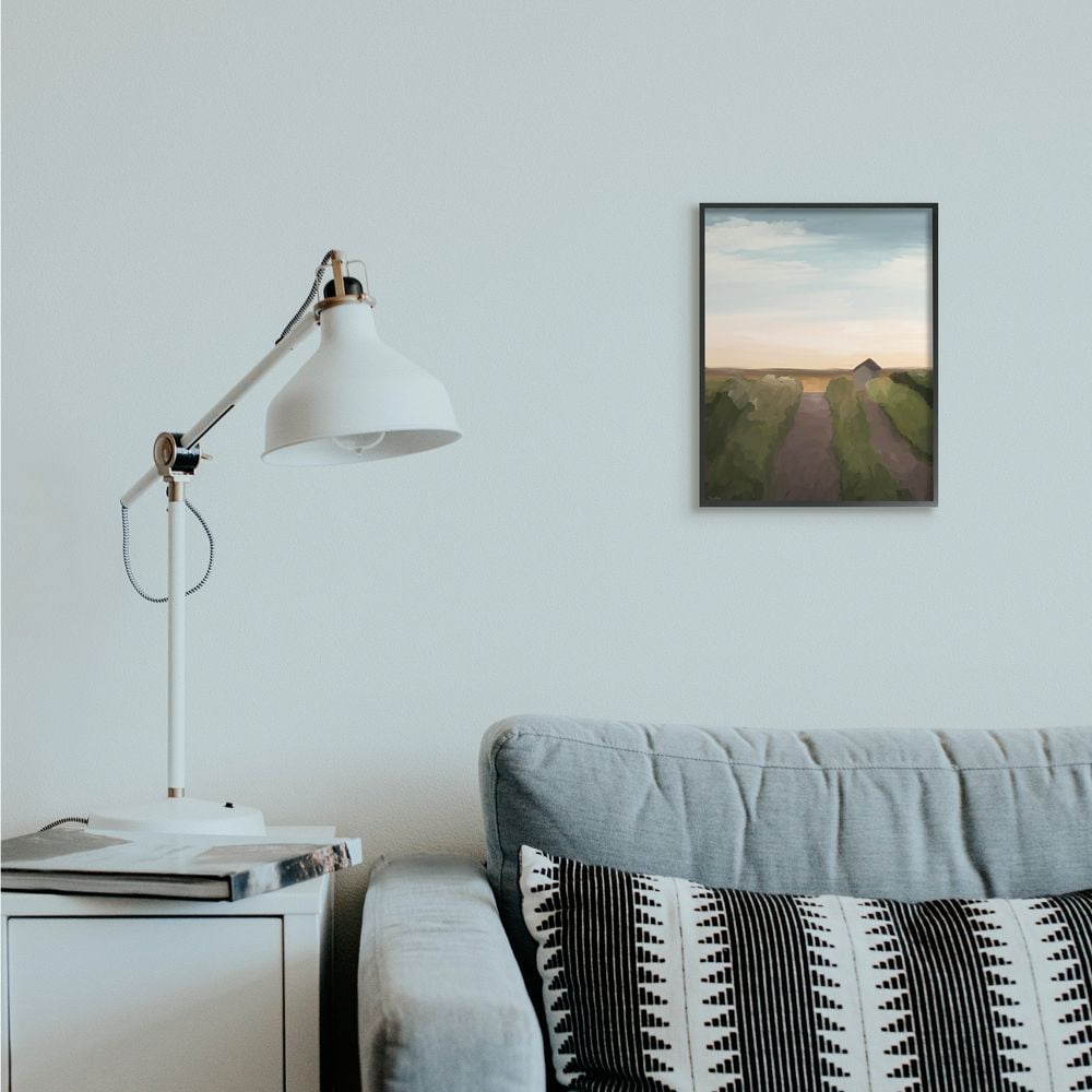 Stupell Industries Subtle Vineyard Landscape with Ombre Skyline Framed Wall Art Design by Gigi Louise, 11" x 14", Black Framed