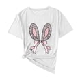 thumbnail image 2 of Rciityk Happy Easter Short Sleeve Shirts for Women Trendy Cute Rabbits Graphic T Shirts Casual Loose Crew Neck Summer Tops, White L, 2 of 4