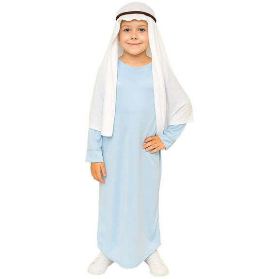 FYEGRE Kids Mary Elegant Play Dress For Halloween School Role Party Celebration Light Blue 130
