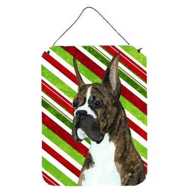 Carolines Treasures SS4577DS1216 Boxer Candy Cane Holiday Christmas Wall or Door Hanging Prints 12WX16H multicolor