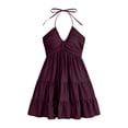 thumbnail image 7 of WERYOUNG Women’S Dresses Solid Color Halter Neck Backless Loose Maxi Dress Outdoor Activities Versatile Sundresses, 7 of 7