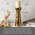 thumbnail image 5 of Elements 4X12-inch Gold Foil Ceramic Candle Holder, 5 of 9