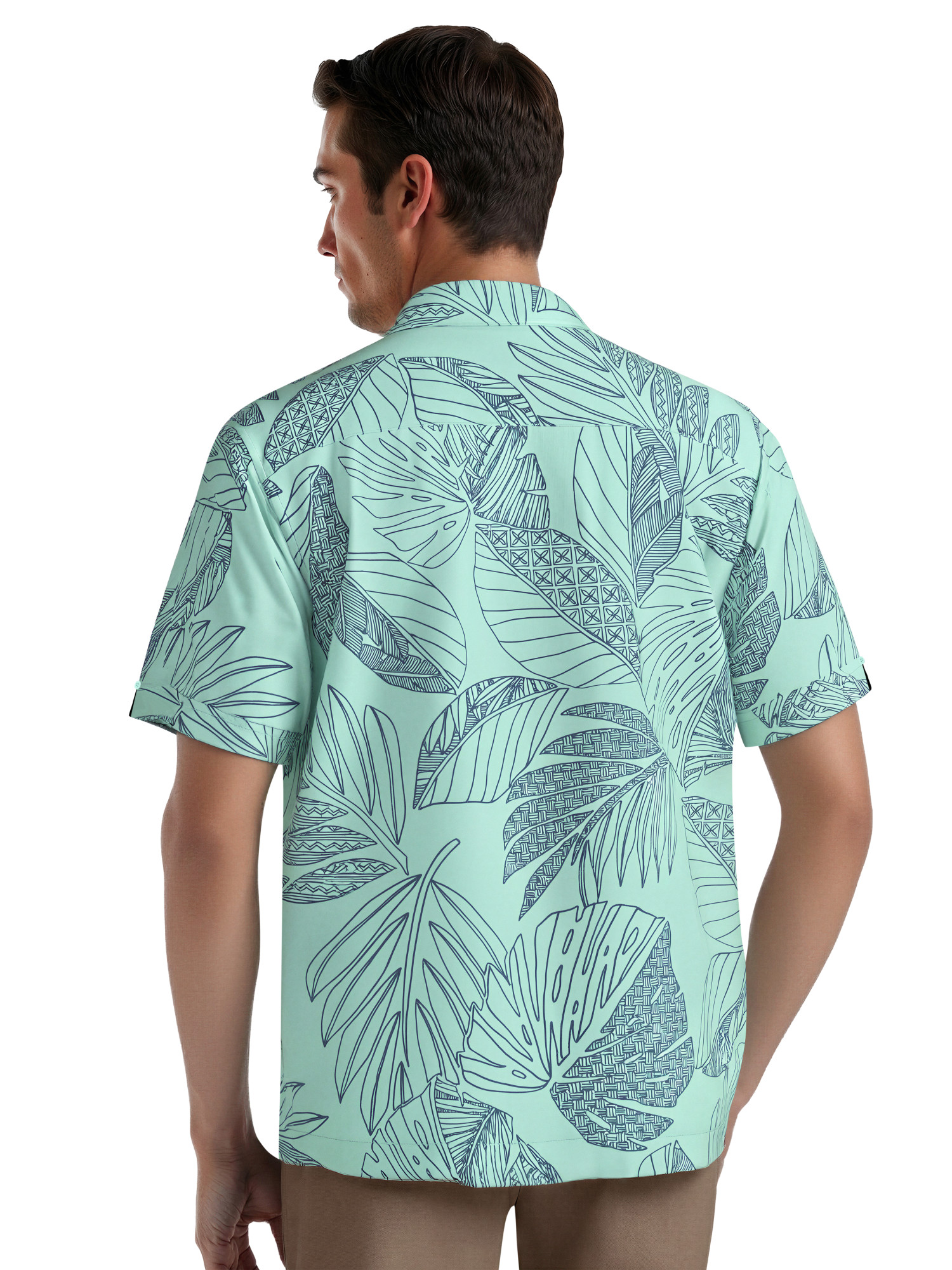 Café Luna Men's and Big Men's Botanical Leaves Print Short Sleeve Woven Shirt, Sizes S-4X