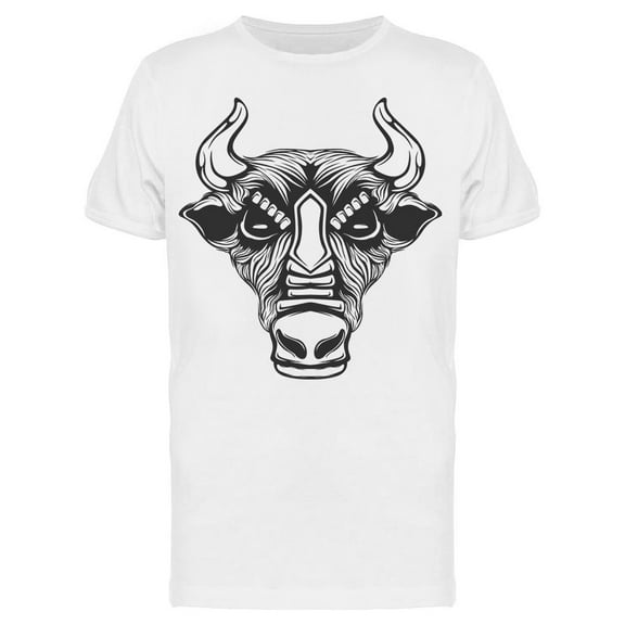Line Art Bull Cow Tattoo T-Shirt Men -Image by Shutterstock, Male Medium