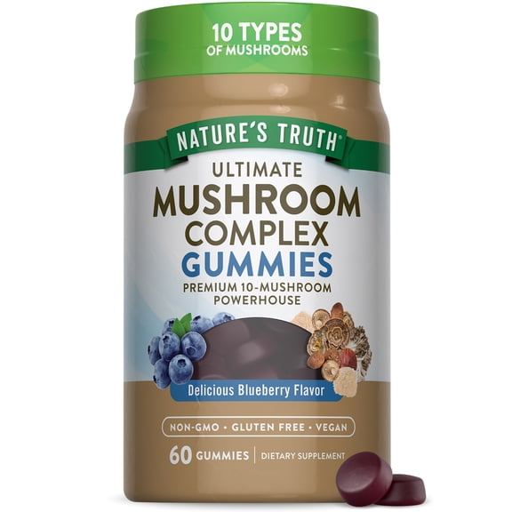 Mushroom Complex | 60 Gummies | 10 Mushrooms | Vegan, Non-GMO & Gluten Free | by Nature's Truth