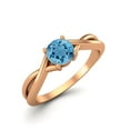 thumbnail image 2 of 0.50 Ctw Round Swiss Blue Topaz Solitaire 925 Sterling SIlver Rose Vermeil Split Shank Valentines Day Gifts Ring, 2 of 4