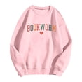 thumbnail image 5 of Letter Print Women's Sweatshirt Bookworm Long Sleeve Crewneck Loose Fit Spring Trendy Pullover Sweater, 5 of 5