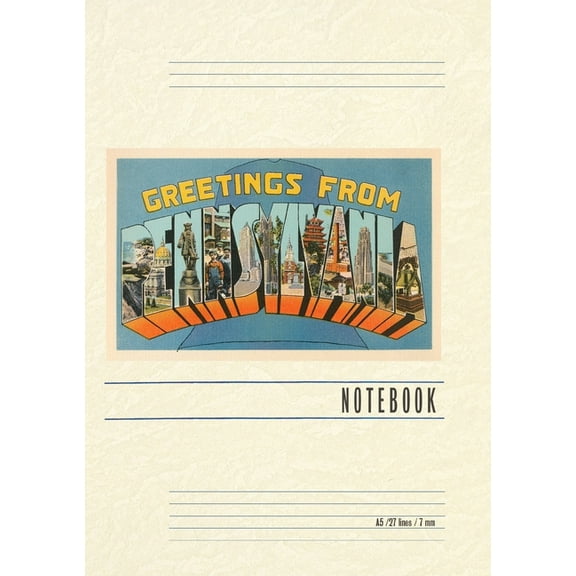Vintage Lined Notebook Greetings from Pennsylvania, (Paperback)