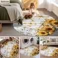 thumbnail image 5 of Round Rug 6Ft Washable Non-Slip, Farmhouse Sunflower Circle Area Rugs for Living Room Bedroom, Vintage Daisy Butterflies Gray Wood Indoor Floor Mats Carpet Runner for Home Decor Aesthetic, 5 of 8