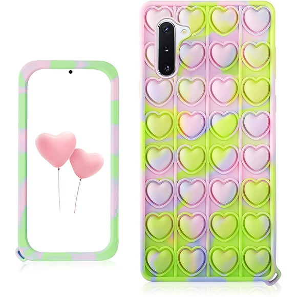 Green Heart for Samsung Galaxy Note 10 Case Silicone Case\u2002Design Cartoon Funny Cute Unique Fidget Aesthetic Cool Kawaii Fun Cover Cases for Boys Girls Youth(for Samsung Galaxy Note 10)