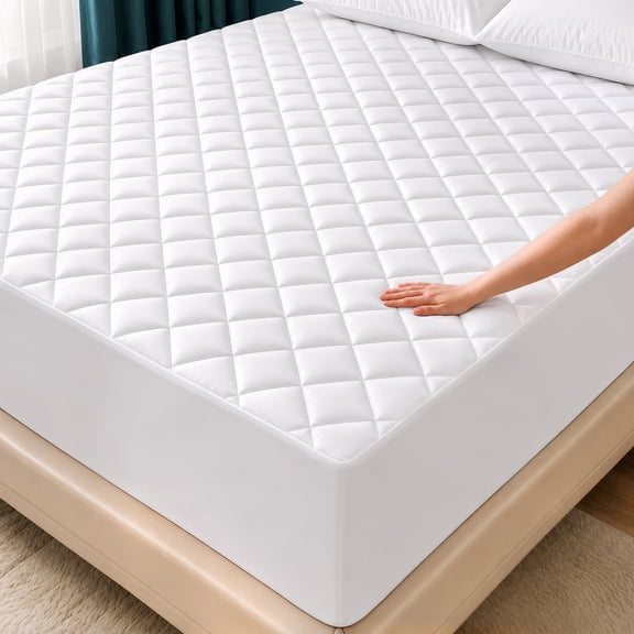 Utopia Bedding Microfiber Mattress Topper Queen, Quilted Fitted Mattress Pad Deep Pocket up to 16 inches, Machine Washable Mattress Protector