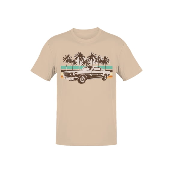 Vintage Car Palm Tree Sunset Art Men's T-shirt