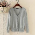 thumbnail image 1 of Cardigan Tricoté Femme Manches Longues Crochet Court Boutons, 1 of 4