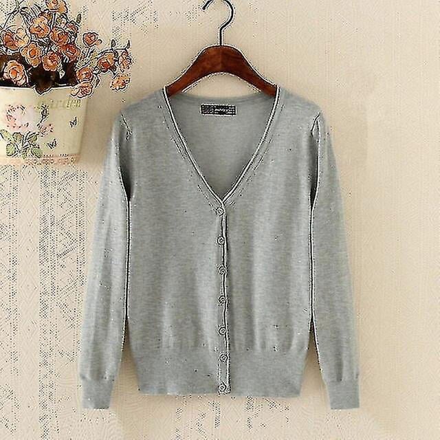Cardigan Tricoté Femme Manches Longues Crochet Court Boutons