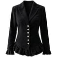 thumbnail image 4 of Cmtiyu Ruffled Jackets for Women Long Sleeve Lapel Button Down Black Corduroy Jacket Dressy Casual Lightweight Fall Jacket S-3XL, 4 of 7