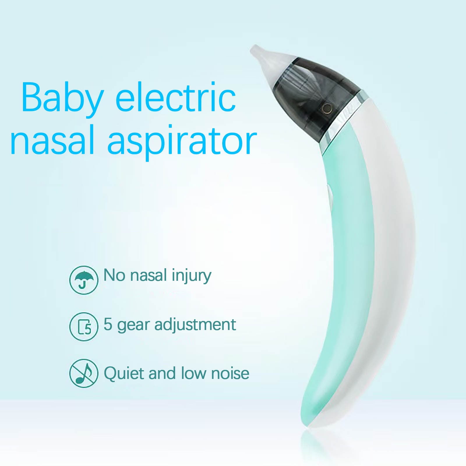 RuiJiao Baby Electric Nasal Aspirator,BPA-Free ABS+ Safe Snot Cleaner with USB Recharge, 2 Soft Nozzles for Newborns and Toddlers, Auto Shut-Off