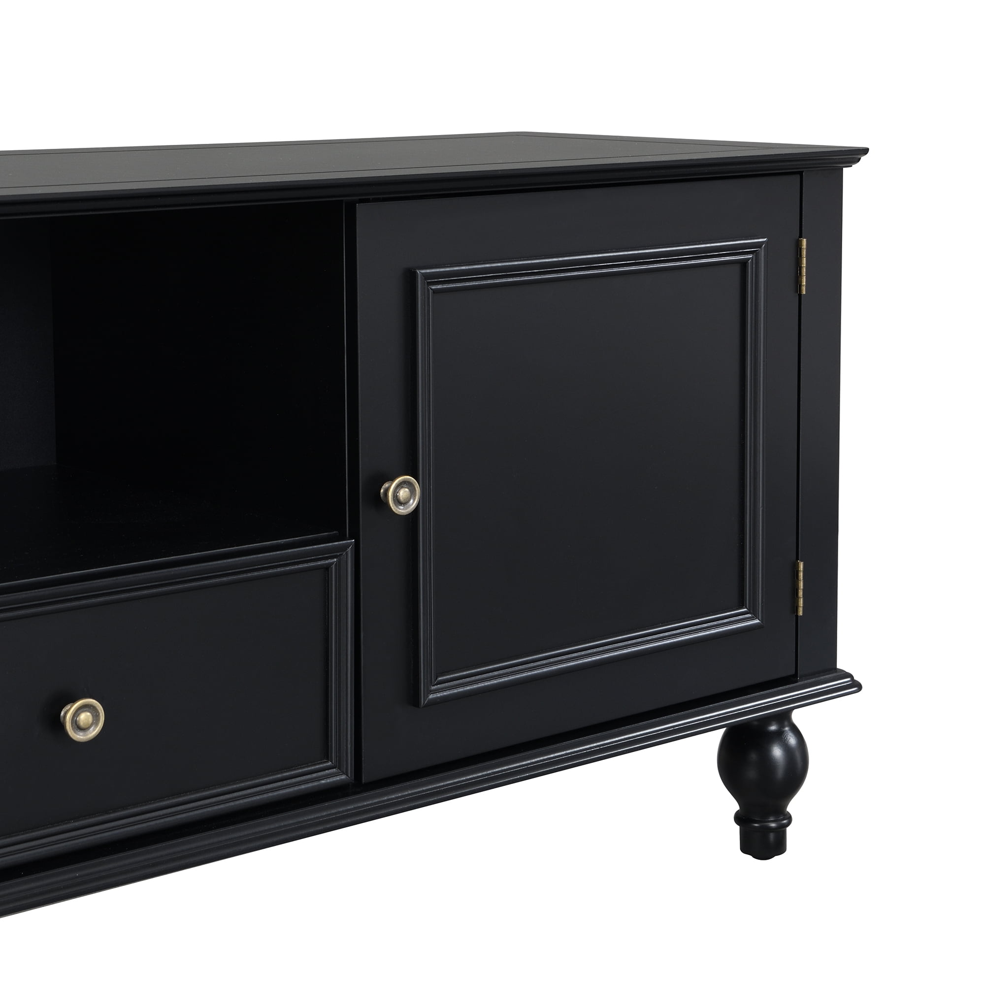 Euroco Modern Minimalist TV Stand with 2 Cabinets, 2 Drawers, and Open Shelf, Media Console with Anti-Tip Kit, for TVs up to 65"
