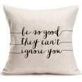 thumbnail image 4 of Inspirational Words Cotton Linen Throw Pillow Cases Home Decor Best Office Gift Cushion Cover Smile, Happy Lettering Pillowslip Standard 18x18 Inch, Set of 4, 4 of 6