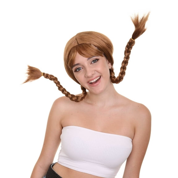 HPO Beautifully Braided Long Gold Blonde Wig, Perfect for Any Occasion, Flame-Retardant Synthetic Fiber Wig