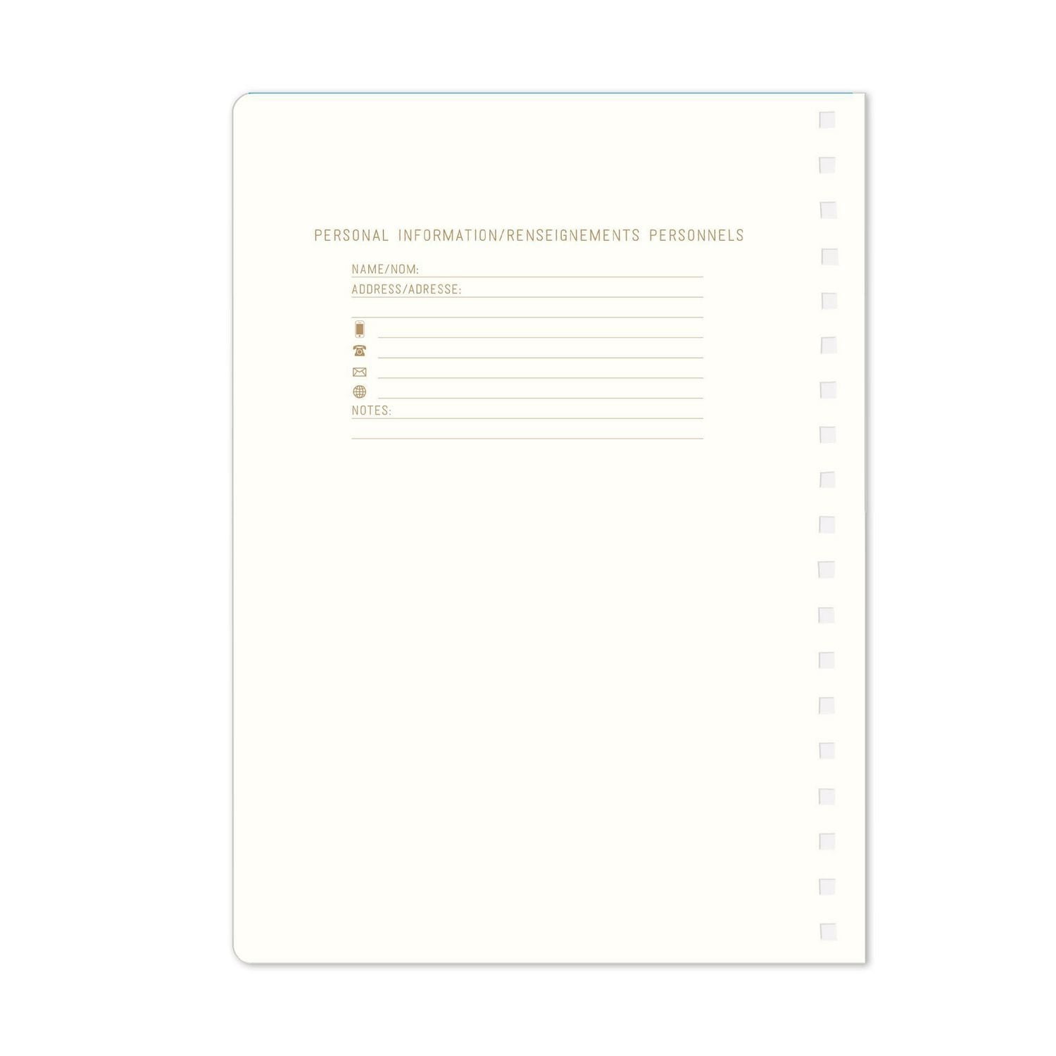 Think Ink Twin Wire Teal, White, and Blue Journal with Gold Triangles - 6" x 8.25", 160 pages