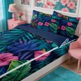 thumbnail image 2 of Manfei Tropical Floral Leaves Zipper Full Size Comforter Sets with Fitted Sheet and 2 Pillowcases,Botanical Plants Zipper Bedding Set,Reversible, 2 of 7
