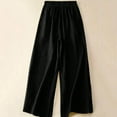 thumbnail image 6 of vigerkar Women's Cotton Linen Culottes Pants Elastic Waist Wide Leg Palazzo Trousers Capri Pant Black, XL, 6 of 9